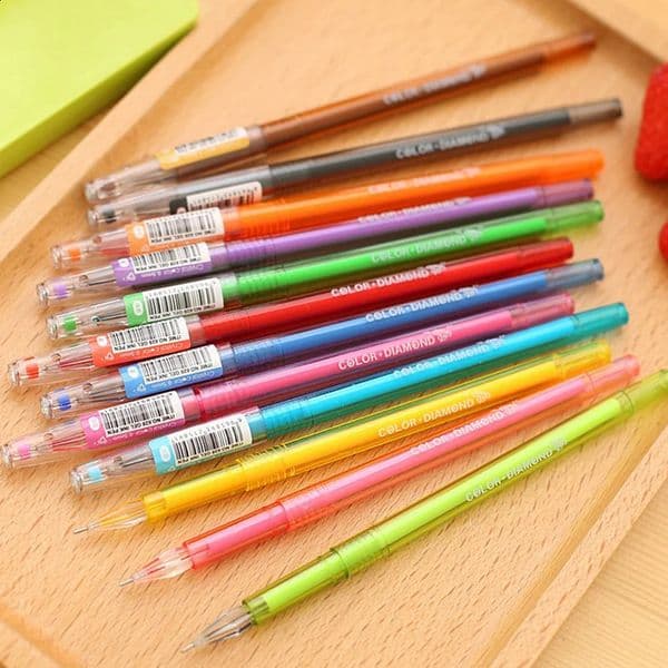 JONVON SATONE 12pcs Korean Stationery Diamondmax Fresh Colorful Candy Color Diamond Pen 12 Resurrect 0.5mm Multicolour Gel Pens 250121