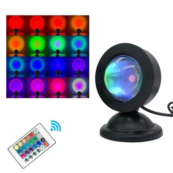 USB sunset light LED projector night light 16 color projector light rainbow atmospheric home bedroom background wall decoration X250128