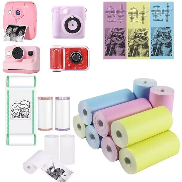 9 Rolls Kids Instant Camera Print Refill Paper- Po Printer Thermal Paper Rolls Instant Print Camera Refill Paper57x30mm 250121BJ