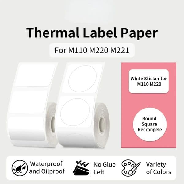 3 Rolls Thermal Sticker Label Paper Adhesive Square/Round Labels For M110/M221/M220/M120/M200/M110S For Address Label 250121