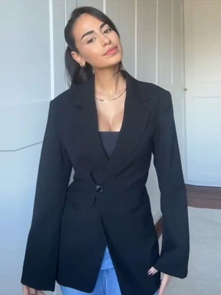 One Button Waist Cinched Suit Coat Jacket VNeck Pleats Commuting Fashion Minimalism Women Overcoat Professional Formal Attire 250122BJ