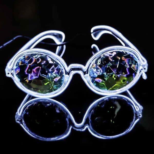 Interesting Kaleidoscope Glasses with Circular Frame and Innovative Lighting Glasses Decorative LED Glasses for Carnival Dance Nights T250122