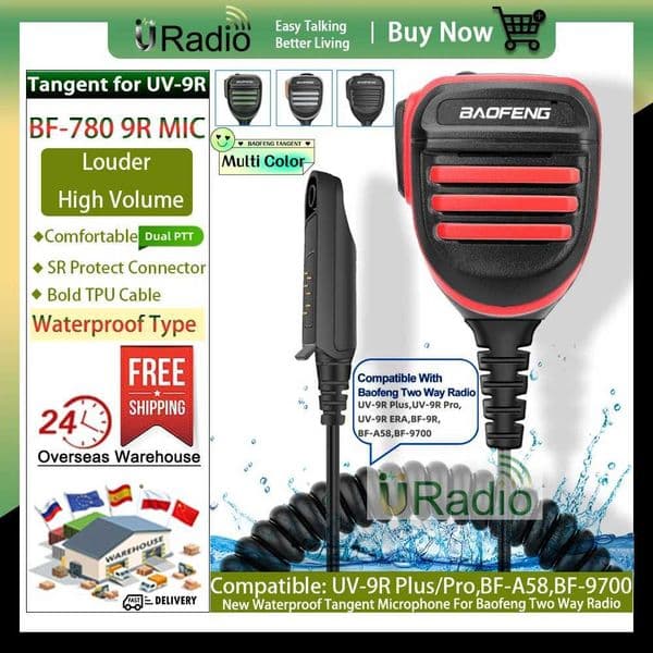 BF-780 Baofeng Tangent for Walkie Talkie Waterproof PTT Microphone Speaker for UV-9R Plus PRO/ERA BF-9R BF-A58 BF-9700 Radios X250129