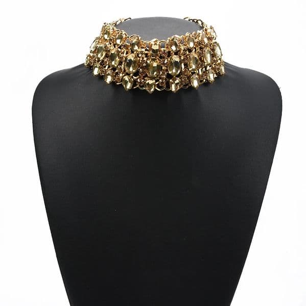 Fashion Colorful Clear Champagne Crystal Large Collar Choker Necklace Women Indian Statement Big Bib Necklace Jewelry 2024 250122