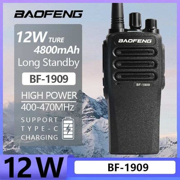 BaoFeng BF-1909 Walkie Talkie 12W High Power Professional Penetrating Radio Supports Type C Charge Long Range Powerful Portable X250129