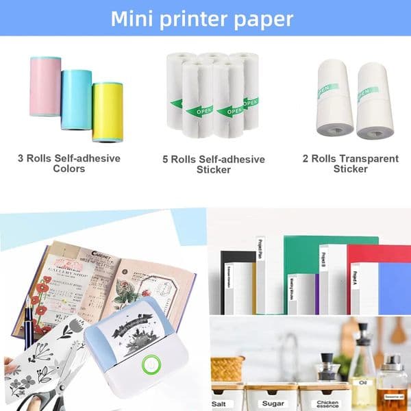 10Rolls Thermal Papers Mixed 57mm Width For Mini Thermal Printer White Transparent Sticker Blank Clear Po Papers BPA Free 250121