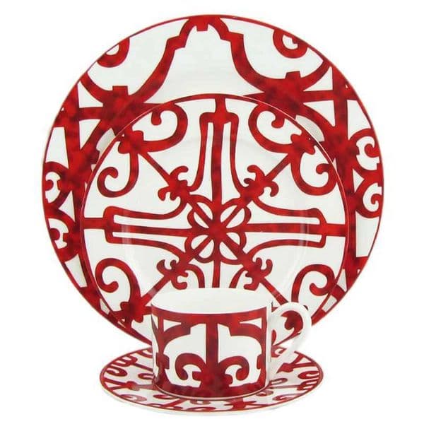 2026 Lanjia Ceramic Steak Plate Set Coffee Saucer Bone China Dinnerw Western Food Tray Red Pattern Dishes Afternoon Tea Cup Kitchen Dining Bar Home Salver Free