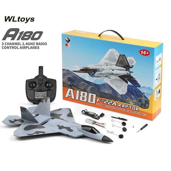 WLtoys XK A180 RC aircraft 2.4GHz 3-channel 6-axis gyroscope F22 Raptor RC aircraft glider throw wingspan foam aircraft fixed wing RTF X250129