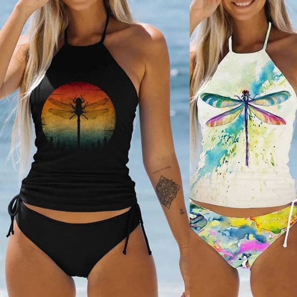 Womens Bathing Suit Coconut Drawstring Side Halter Neck Tankini Set Summer Beach Wear Cute Swimwear Women Swimsuit Sexy Bikini 250120BJ