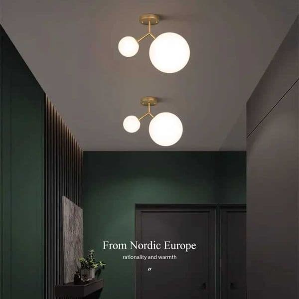 Nordic Glass Ball Corridor LED Ceiling Light Lamps For Aisle Balcony Hallway Bedroom Clockroom Home Decoration Indoor Lighting Z250120