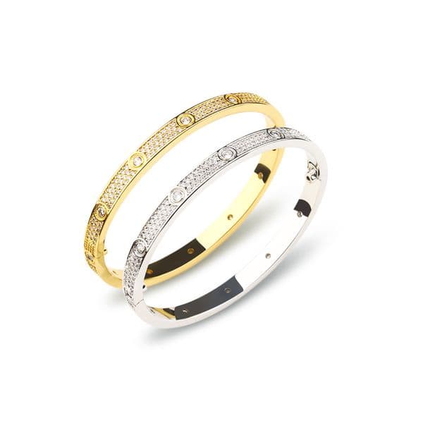 classic high quality designer for women making of stainless steel 3 rows diamond screw bracelet plated gold jewelry mens Christmas Valentines Day gift
