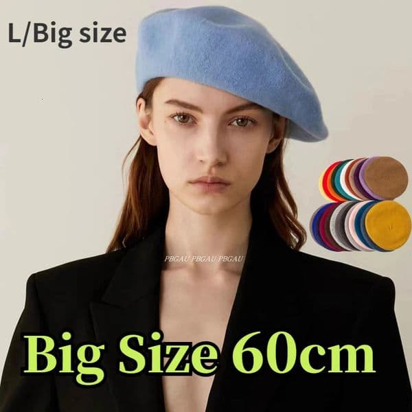 Big Size Wool Beret Women Men Large 60cm White Berets Warm Unisex French Winter Hat Female Painter Cap Chapeau Femme 250120