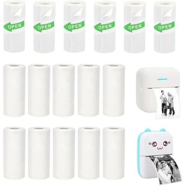 16 Rolls Mini Thermal Printer Paper Thermal Sticker Paper for Mini Portable Printer 57X25mm for Various Inkless Sticker Printers 250121BJ