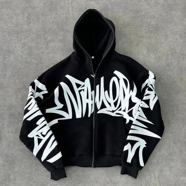 Y2K street fashion hooded Harajuku hip-hop retro oversized long sleeved jacket mens loose casual hooded jacket sportswear 250110BJ