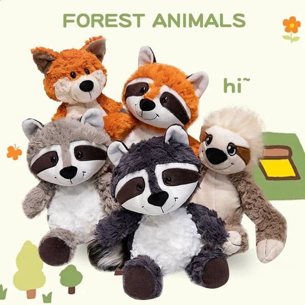 2535cm Gray Raccoon Plush Toy Lovely Sloth Fox Cute Soft Stuffed Animals Doll Pillow For Birthday Gift Valentines Day 250115
