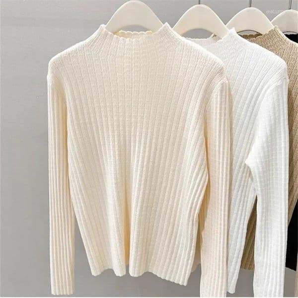 Women's Sweaters Knitted Turtleneck Collar Pullover 2025 Autumn Winter Solid Color Long Sleeves Women Sweater Fashion Versatile Top