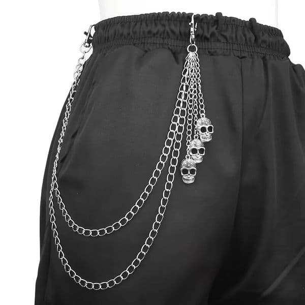 Punk Pants Chain Skull Decorative Metal Waist Keychain For Men Women Jean Trouser Gothic Vintage Hip-hop Jewelry Accessories 250729