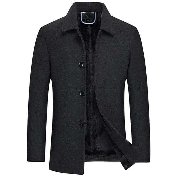 Men Business Casual Woolen Overcoat Solid Color Simple n Mediumlength Windbreaker Jacket For Autumn Winter 250731