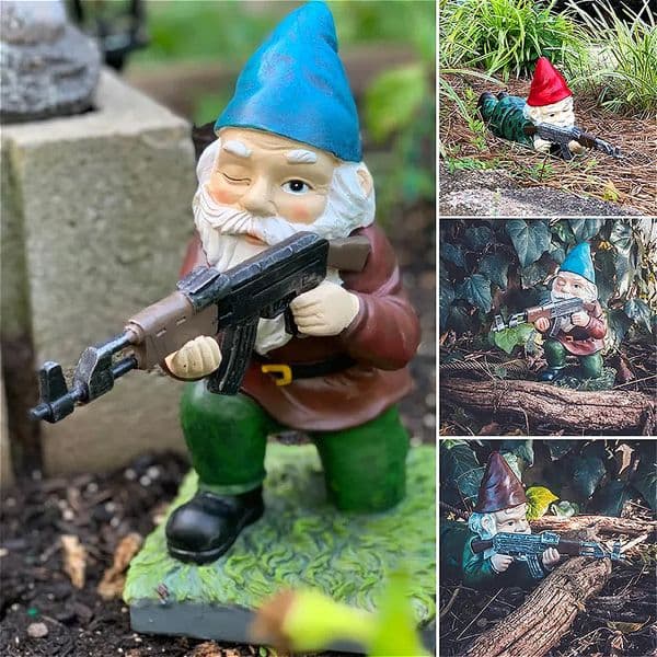 Gnome Statue Funny Garden Army Decorations Resin Desktop Lawn Ornament Outdoor Decoration Wooden Monster Yard Sculpture