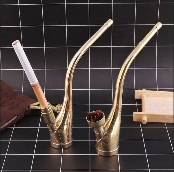 pipe Filter retro water bottle pipe carved pure copper fine classic smoking set