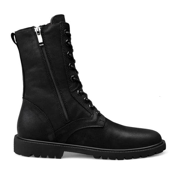 Winter Men High Leather Boots Combat Tactical Shoes Hunting Pure Black Plus Big Size 49 50 51 52 250801BJ