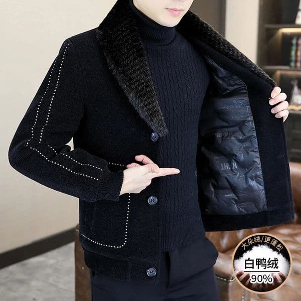 Casual Winter Mens White Duck Down Jackets Warm Short Fur Collar Puffer Woolen Coat Outwear Thicken Windproof Top Clothing 250731