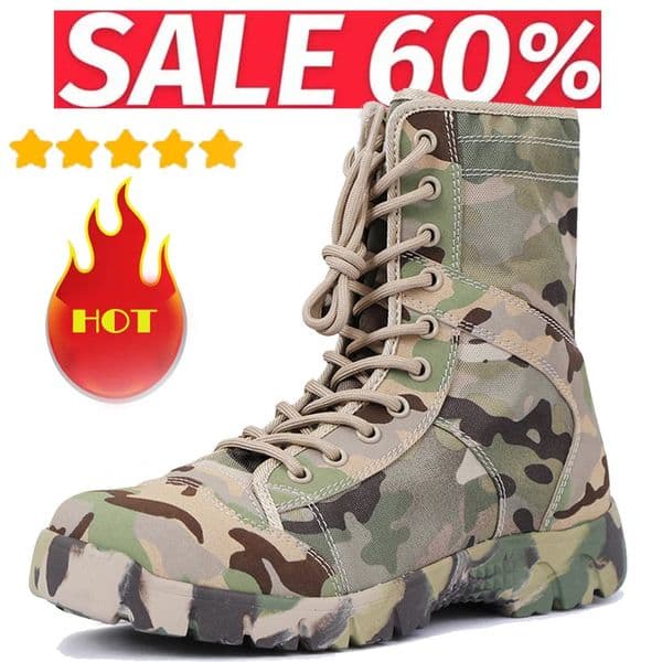 Men Boots Lace Up Waterproof Outdoor Botas Breathable Canvas Camouflage Tactical Combat Desert Ankle Shoes D139 250801BJ