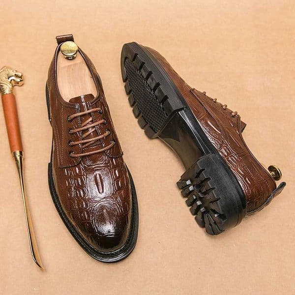 Vintage Men Dress Shoes Black Brown PU Thick Sole Breathable Lace-up Business Derby Gentlemans Social Shoes Men Sizes 38-45 XJ250801