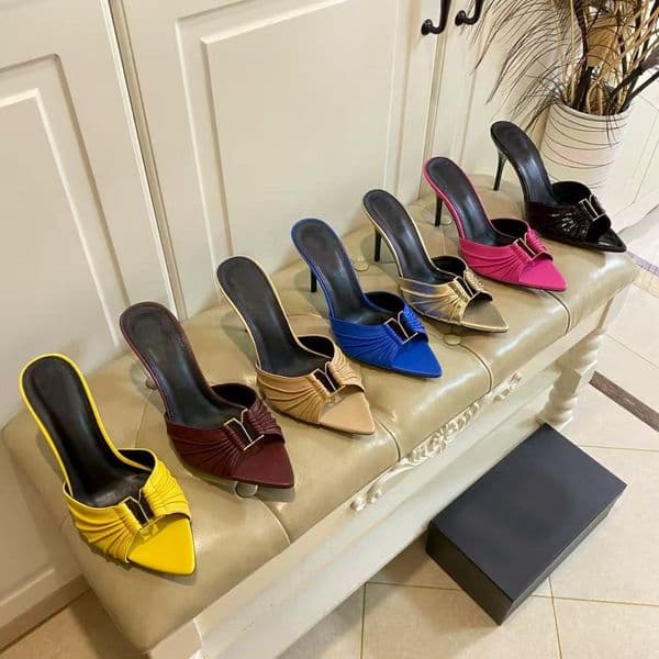 womens slipper designer Half slippers pointed heel shoes Designer Shoes leather woman shoe beach Lazy Sandals Stiletto heels new Large size 34-41-42-43-44