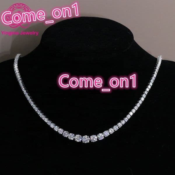 Fine Jewelry Hip Hop Iced Out 2.6mm to 6.5mm D Color White VVS Women Men 14K Real White Gold Moissanite Tennis Chain Necklace