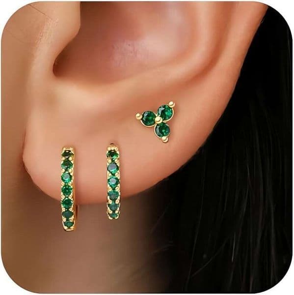 Three-piece Earring Set Copper Gold-plated Stud Versatile Earrings