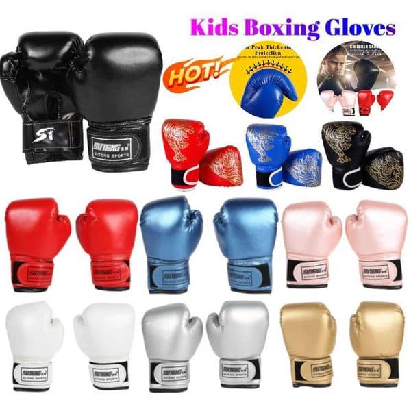 Kids Boxing Gloves Muay Thai Glove PU Leather Fitness Boxing Mittens Children Kickboxing Punching Training Hand Protector XJ250802