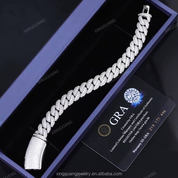 Hot-sale 13mm to 6mm Silver VVS Moissanite Cuban Link Diamond Chain Fine Jewelry Necklaces Bracelet for Hip Hop Men Women