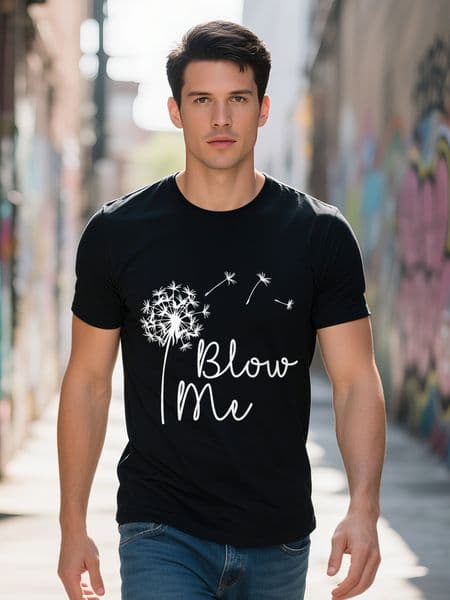 Blow Me A Dandelion Plant White Design T Shirt G