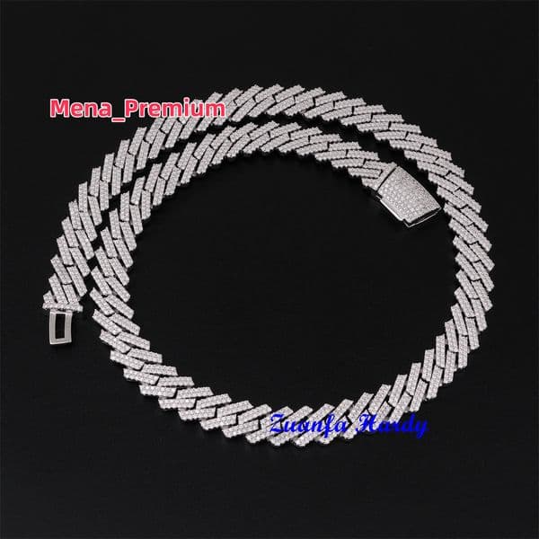 Zuanfa Pass Diamond Tester VVS Moissanite Diamond Chain 10mm 12mm Hiphop Rock Iced Out Cuban Link Necklace Moissanite Jewellery
