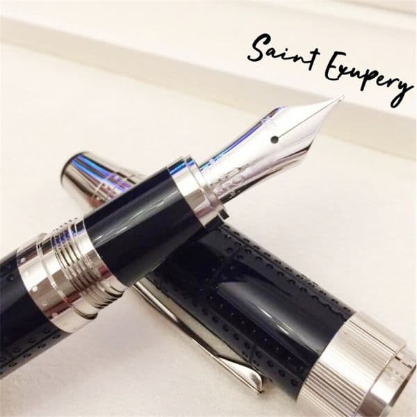 wholesale Limited Edition Famous Character Series Writer Antoine de Saint-Exupery Black Resin Fountain Pen Luxury Office Stationery Calligraphy Ballpoint