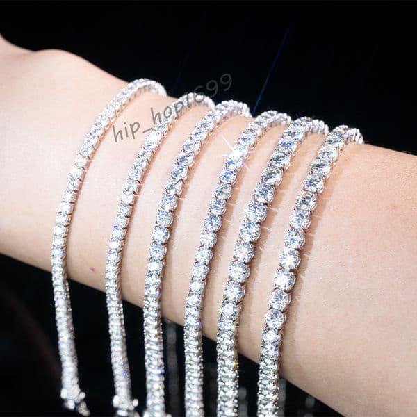 Goldleaf Jewelry Hot Sale Charm Moissanite Bracelet 3-5mm D Color VVS Moissanite Tennis Chain 925 Silver Mens Moissanite Chain