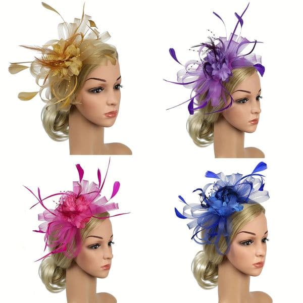 Fascinators Hat Lady Tea Party Headband Flower Cocktail Mesh Feather Hairpin Hat Wedding 250729