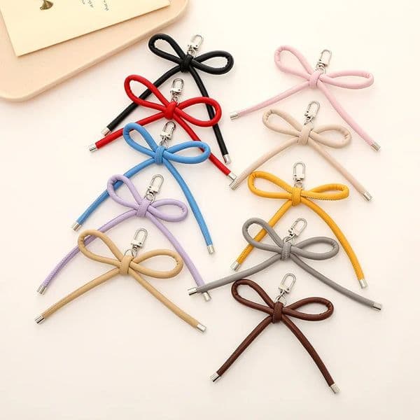 Korean Fashion Vintage Leather Bow Keychain Charms Bag Pendant Mobile Phone Pendant Accessories Y2K Jewelry Keychain 250801