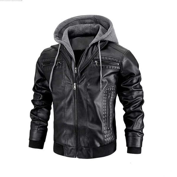 Hooded Windproof Leather Jackets Men Street Moto Style Leather Jackets New Blazers Mens Casual PU Leather Jacket Z250802