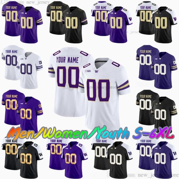 2025 Custom S-6XL Washington Huskies College Football Jersey 7 Will Rogers 1 Jonah Coleman 23 Cam Davis 28 Sam Adams II 5 Zach Durfee 8 Tacario Davis Stitched Jerseys