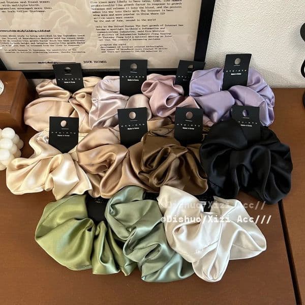 korea Solid color oversized scrunchie for girls silk hair bands women elastic satin hair bands gigantes pink scrunchies donna 250730