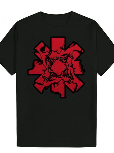 Men's Black Summer Pattern T-Shirt - Round Neck Polyester Knit Red Cross Design, Lightweight and Breathable, Suitable for Casual Wear, Machine Washable