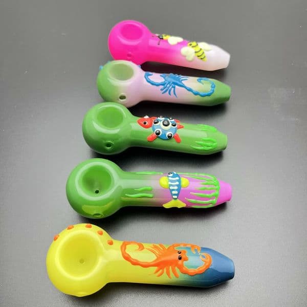 Smoking pipes Ball Glass Oil Burner Pipe Smoking Bowl Water Hookahs Bongs Classic color printed pattern luminous glass oversized glass pipe
