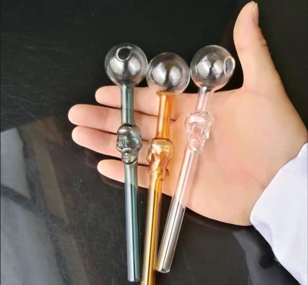 Colored skull transparent bubble straight pot, wholesale glass water bottle accessories.