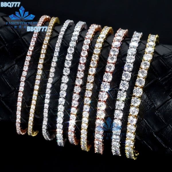 Tennis Necklace Bracelet Iced Out White D VVS Moissanite Diamond Jewelry 925 Silver Tennis Chain