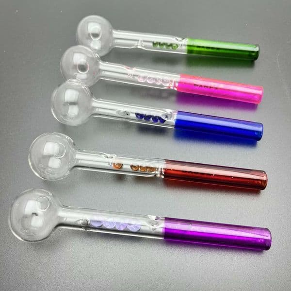Smoking pipes Ball Glass Oil Burner Pipe Smoking Bowl Water Hookahs Bongs Extended colored sliding bead colored logo glass smoking set