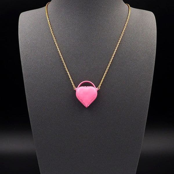 Designer Brand Pendant Necklaces 18K Gold Plated Heart Pink Color Pendants Luxury Necklace For Women Birthday Party Gift