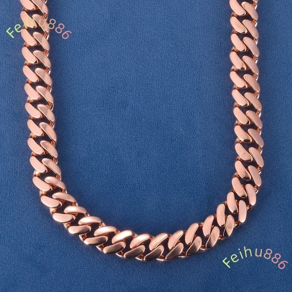 Handmade Mens 12mm S925 Silver 14k Solid Filled Gold Rose Miami Cuban Link Chain Bracelet Necklace for Men