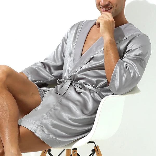 Men Bathrobes Summer Short Sleeve Homewear Silk Pajamas Bathrobe Mens Robes Sleepwear 250801BJ